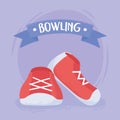 Bowling shoes accessories game recreational sport flat design