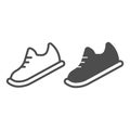 Bowling shoes line and solid icon, bowling concept, Sneakers sign on white background, sport footwear icon in outline Royalty Free Stock Photo