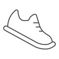 Bowling shoes thin line icon, bowling concept, Sneakers sign on white background, sport footwear icon in outline style Royalty Free Stock Photo