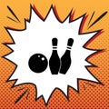 Bowling sign illustration. Vector. Comics style icon on pop-art