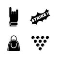 Bowling. Simple Related Vector Icons