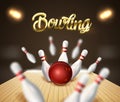 Bowling strike background. Banner. Vector clip art illustration. Royalty Free Stock Photo