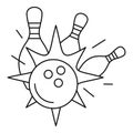 Bowling strike icon, outline style