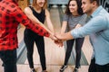 Bowling team joined hands before the competition Royalty Free Stock Photo