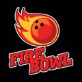 Bowling team logotype template with flaming red ball Royalty Free Stock Photo