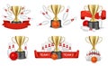 Bowling tournament reward set, vector isolated illustration Royalty Free Stock Photo