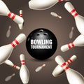 Bowling tournament invitation card - frame of skittles Royalty Free Stock Photo