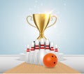 Bowling tournament winner vector poster design template