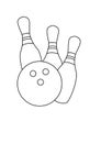 Bowling toys black and white lineart drawing illustration. Hand drawn coloring pages lineart illustration in black and white