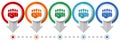 Bowling vector icon set, flat design infographic template, set pointer concept icons in 5 color options for webdesign and mobile