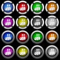 Bowling white icons in round glossy buttons on black background Royalty Free Stock Photo
