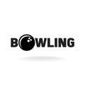 Bowling word logo with ball in O letter place.