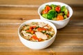 Bowls of Asian soup noodles Royalty Free Stock Photo