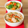 Bowls of Asian soup noodles Royalty Free Stock Photo