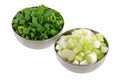 Bowls of Chopped Spring Onion