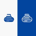 Bowls, Curling, Equipment, Sport Line and Glyph Solid icon Blue banner Line and Glyph Solid icon Blue banner