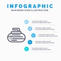 Bowls, Curling, Equipment, Sport Line icon with 5 steps presentation infographics Background