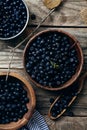 Bowls with forest blueberry Royalty Free Stock Photo