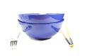 Bowls with fork and chopsticks Royalty Free Stock Photo