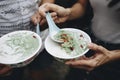 Bowls of fresh cendol dessert