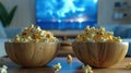 The bowls of popcorn.AI generated image Royalty Free Stock Photo