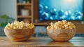The bowls of popcorn.AI generated image Royalty Free Stock Photo