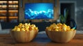 The bowls of popcorn.AI generated image Royalty Free Stock Photo