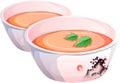 Bowls of soup, Pumpkin or carrot cream soup in a bowl, Hand Drawn icon