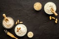 Bowls of various gluten free flour - almond peanut oat and rice buckwheat flour Royalty Free Stock Photo