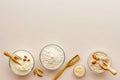 Bowls of various gluten free flour - almond peanut oat and rice buckwheat flour Royalty Free Stock Photo