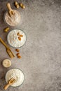 Bowls of various gluten free flour - almond peanut oat and rice buckwheat flour Royalty Free Stock Photo