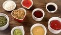 Bowls of various sauces Royalty Free Stock Photo