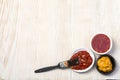 Bowls of various sauces Royalty Free Stock Photo