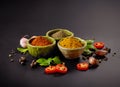 Various spices on black background