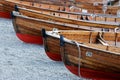 BOWNESS ON WINDERMERE, LAKE DISTRICT/ENGLAND - AUGUST 20 : Rowing Boats Beached at Bowness on Windermere in the Lake District Eng