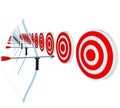 Bows and Arrows Pointing at Bulls-Eyes Royalty Free Stock Photo