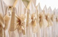 Bows on chair in weeding reception Royalty Free Stock Photo