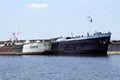 Bows of Dutch inland waterway motor freighters Zijpe and Drechtstad 2.