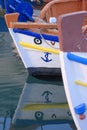 Bows of Greek fishing boats