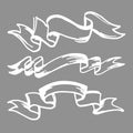 Bows and ribbons vector set. Hand drawn ink strips on white back Royalty Free Stock Photo