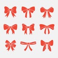 Bows with ribbons vector set Royalty Free Stock Photo