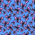 Bows - seamless pattern for textiles. bows - color illustration in a flat style. children`s background for girls