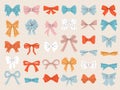 Bows silhouettes. Fashioned collection of ribbons for gifts recent vector bows set
