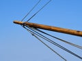 Bowsprit and gathered sail of a large sailing ship Royalty Free Stock Photo