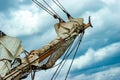 Bowsprits of an old ship with its sails and rigging Royalty Free Stock Photo