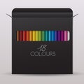 Colored Pencil Packaging : Black Paper box : Vector Illustration Royalty Free Stock Photo