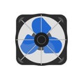 Box air fan realistic vector illustration. Electrical desk ventilator with spinning turbine. Small portable air cooling