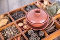 A box of all kinds of traditional Chinese medicine and decoction on the box Royalty Free Stock Photo