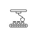 Box arm robot conveyor belt icon. Simple line, outline vector of artificial Intelligence icons for ui and ux, website or