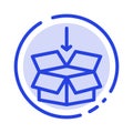 Box, Arrow, Shipping, Education Blue Dotted Line Line Icon